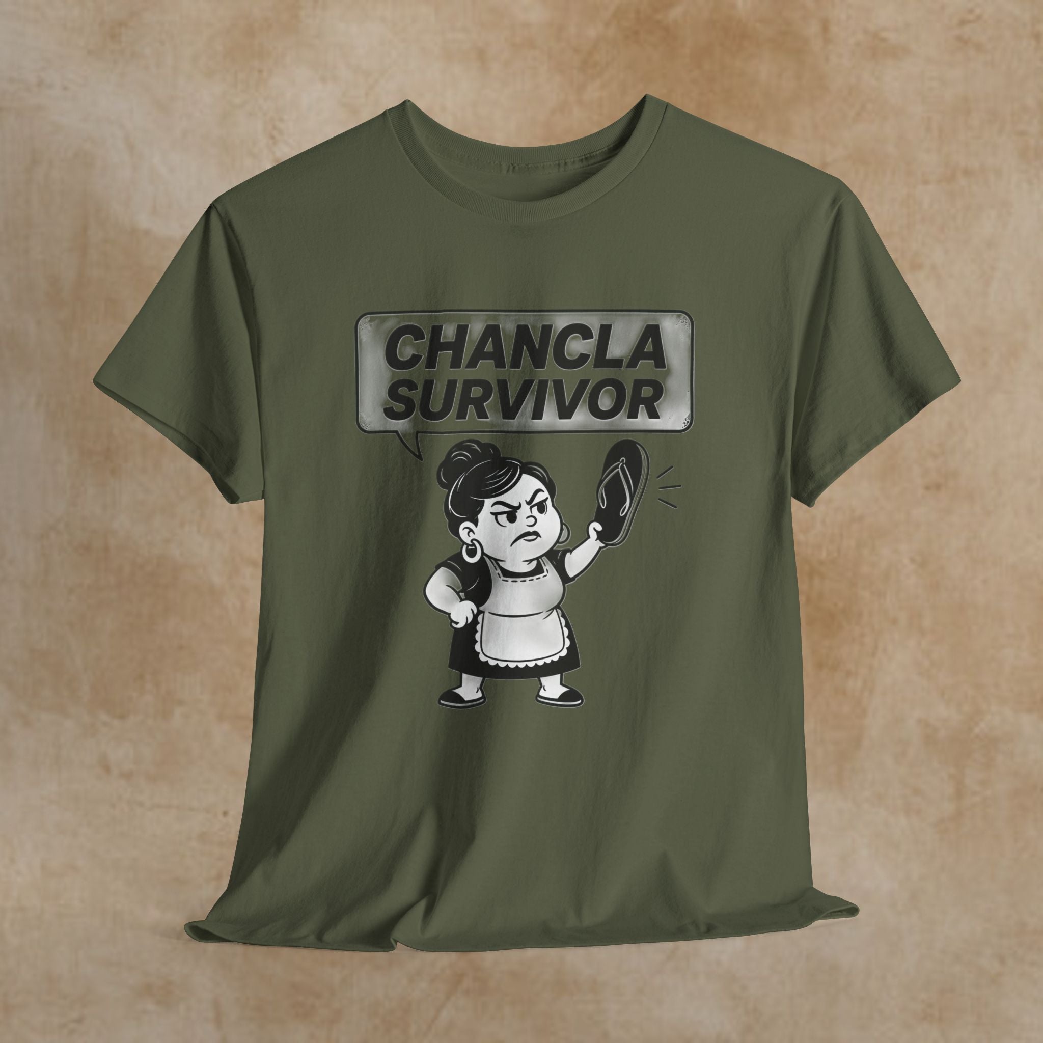 Chancla Survivor T‑Shirt — Funny Latinx Mom Humor Tee