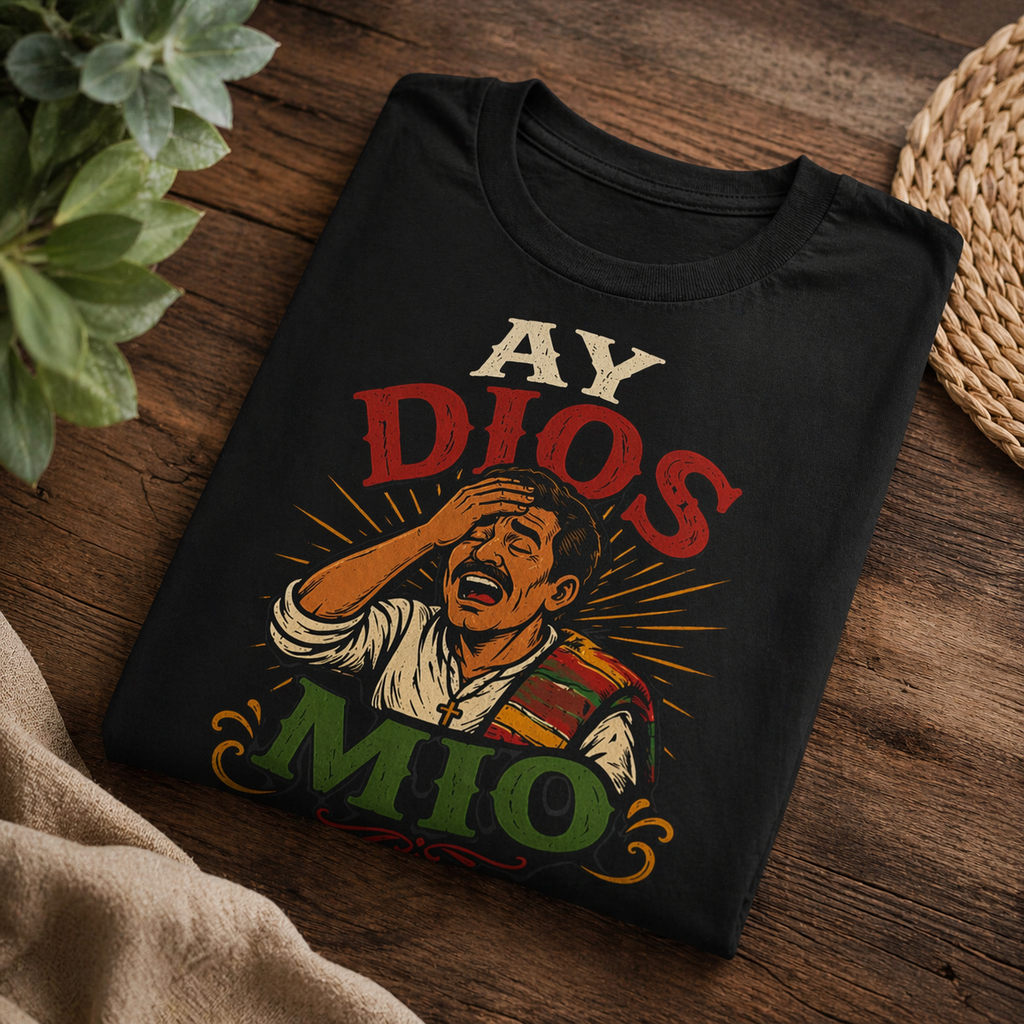 Ay Dios Mio Graphic Tee — Funny Retro Latino Meme T‑Shirt