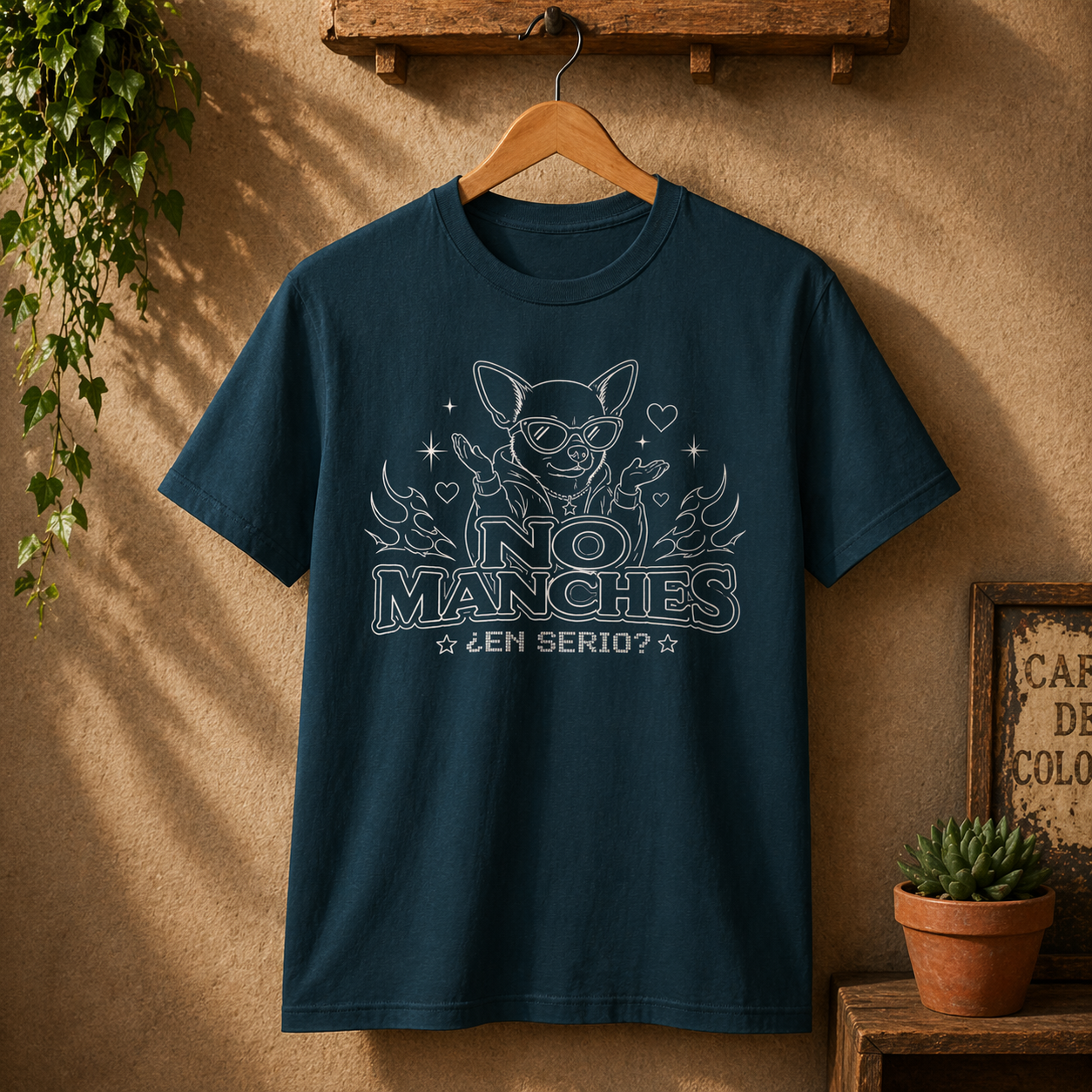 No Manches T-Shirt — Cute Chihuahua Graphic Tee with "No Manches ¿En Serio?"