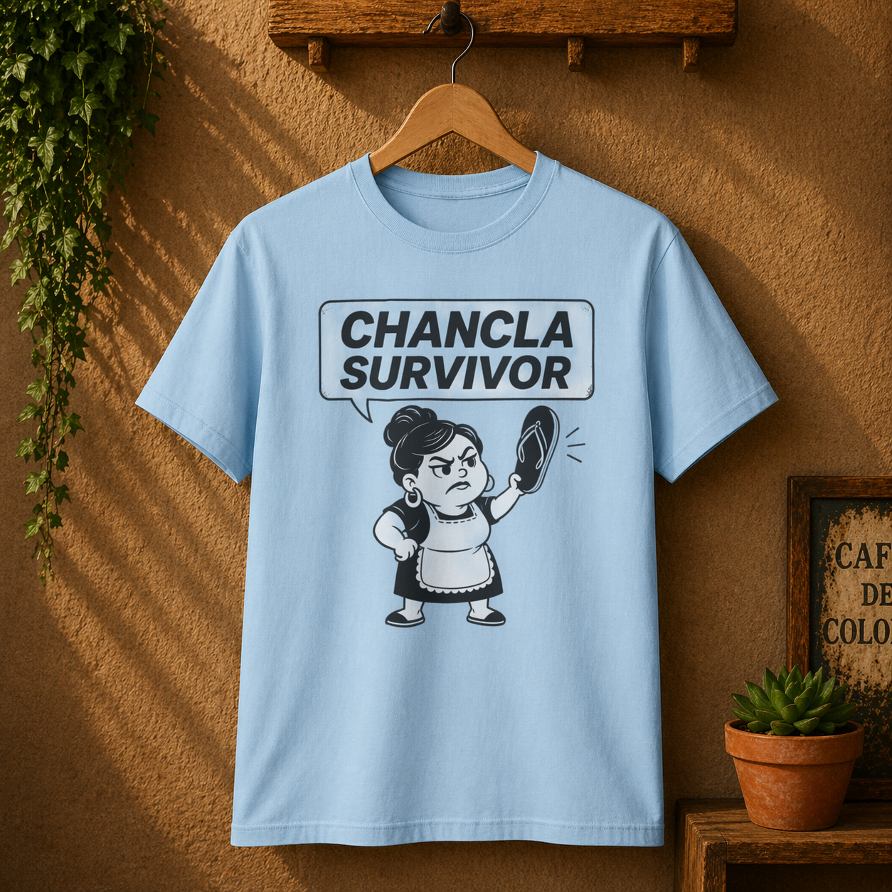 Chancla Survivor T‑Shirt — Funny Latinx Mom Humor Tee