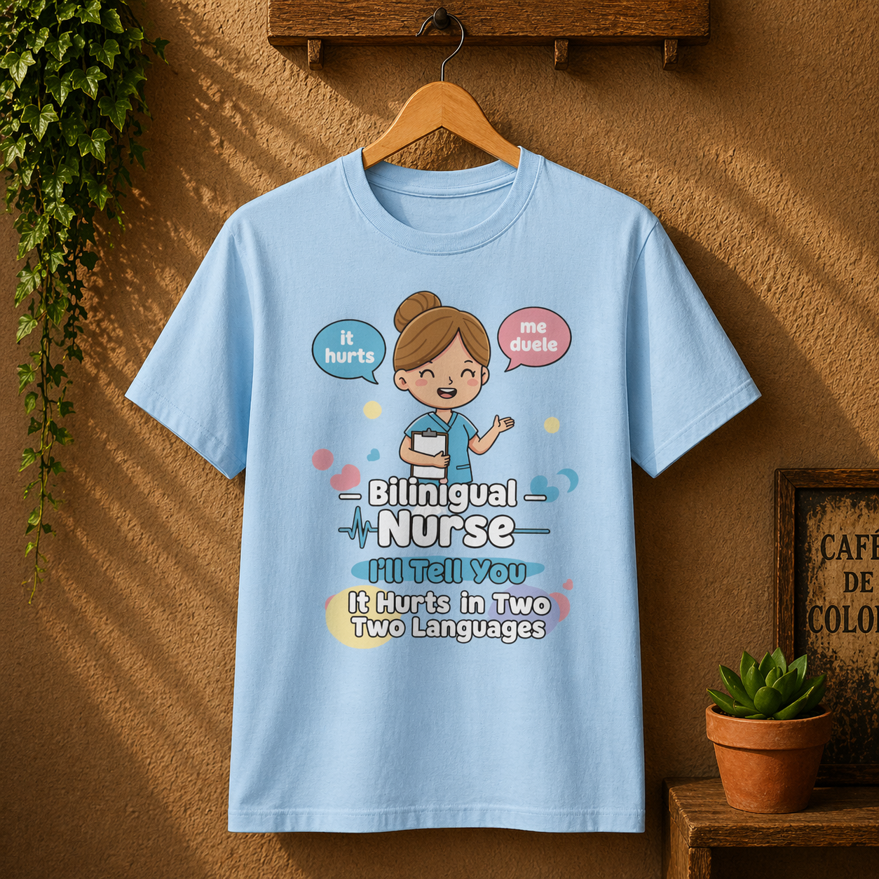 Bilingual Nurse T‑Shirt — "I’ll Tell You It Hurts in Two Languages" Cute Medical Gift