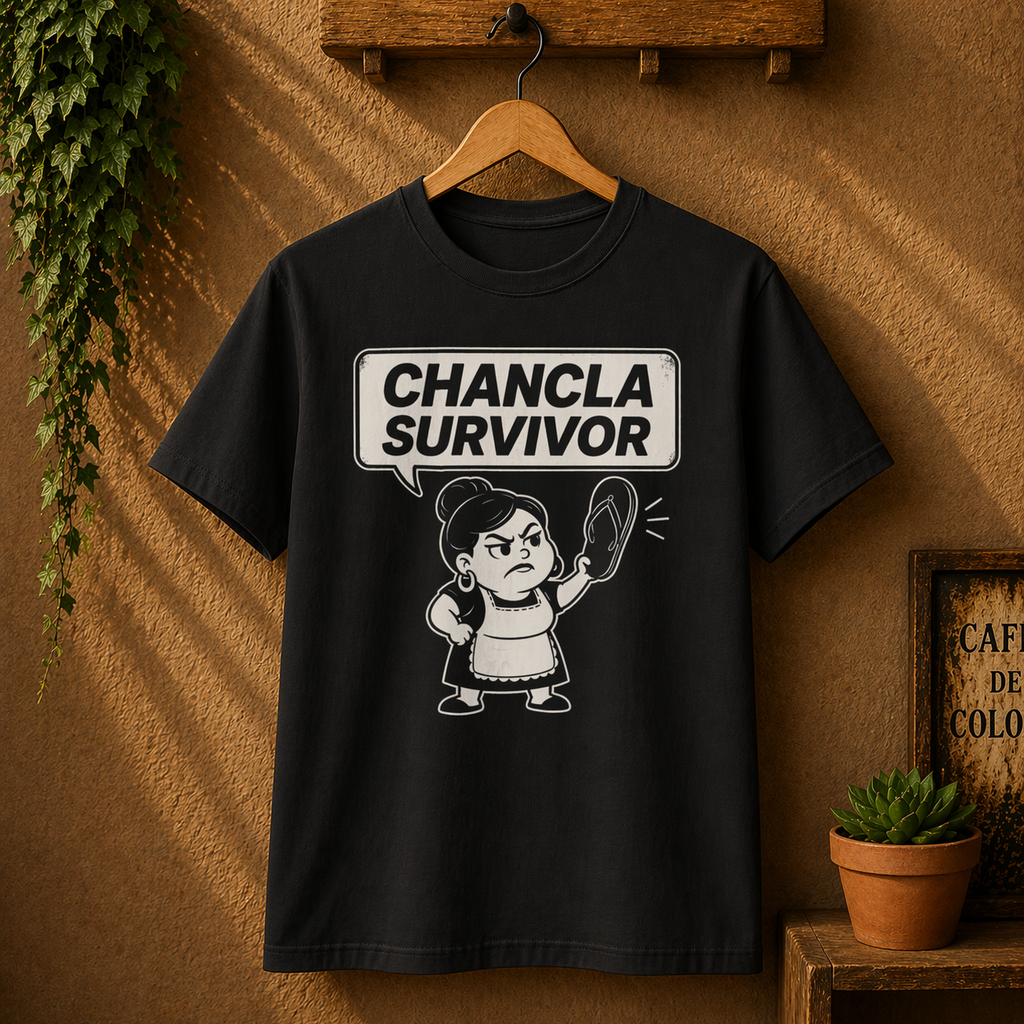 Chancla Survivor T-Shirt — Funny Latino Mom Humor Tee