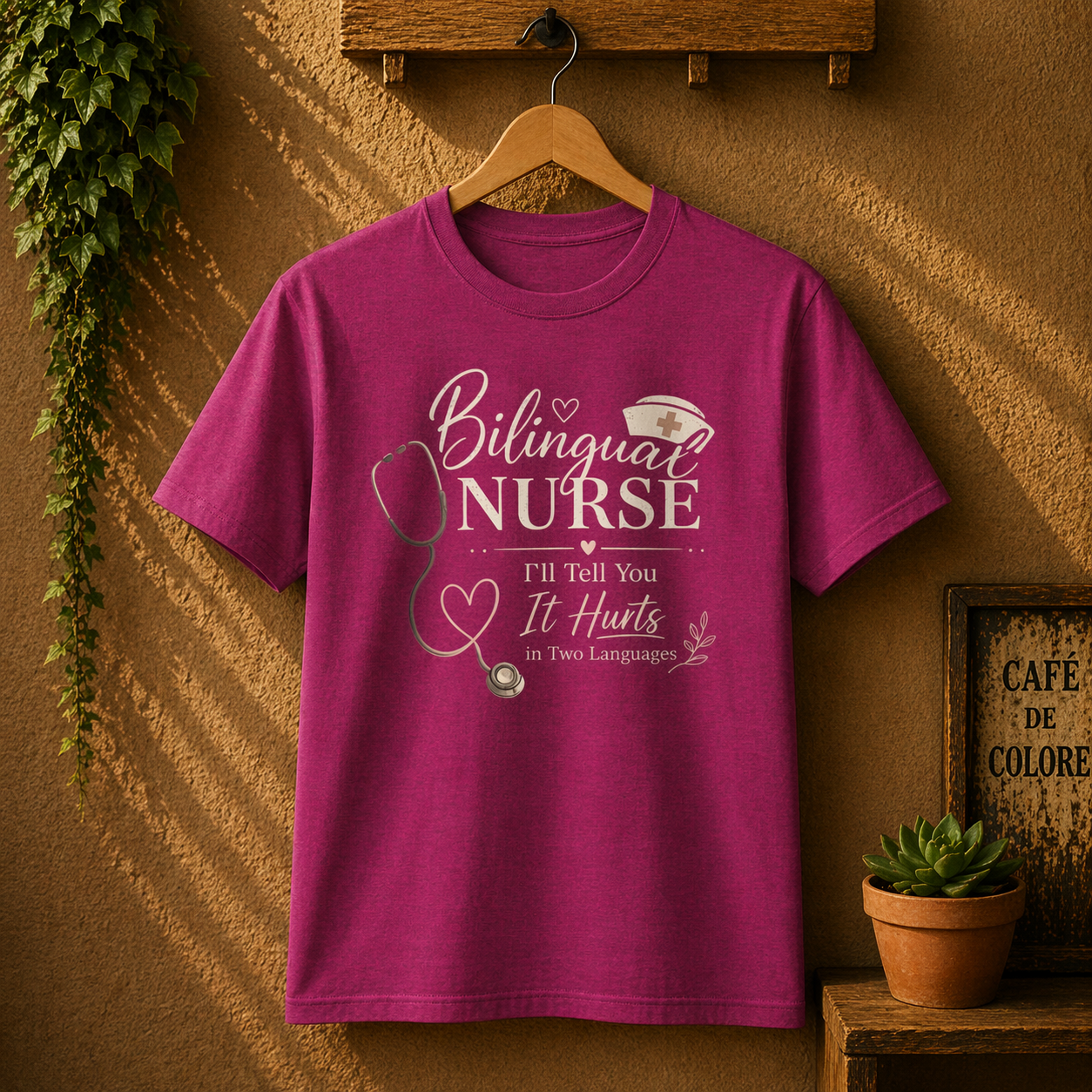 Bilingual Nurse T-Shirt — "I’ll Tell You It Hurts in Two Languages" Medical Tee