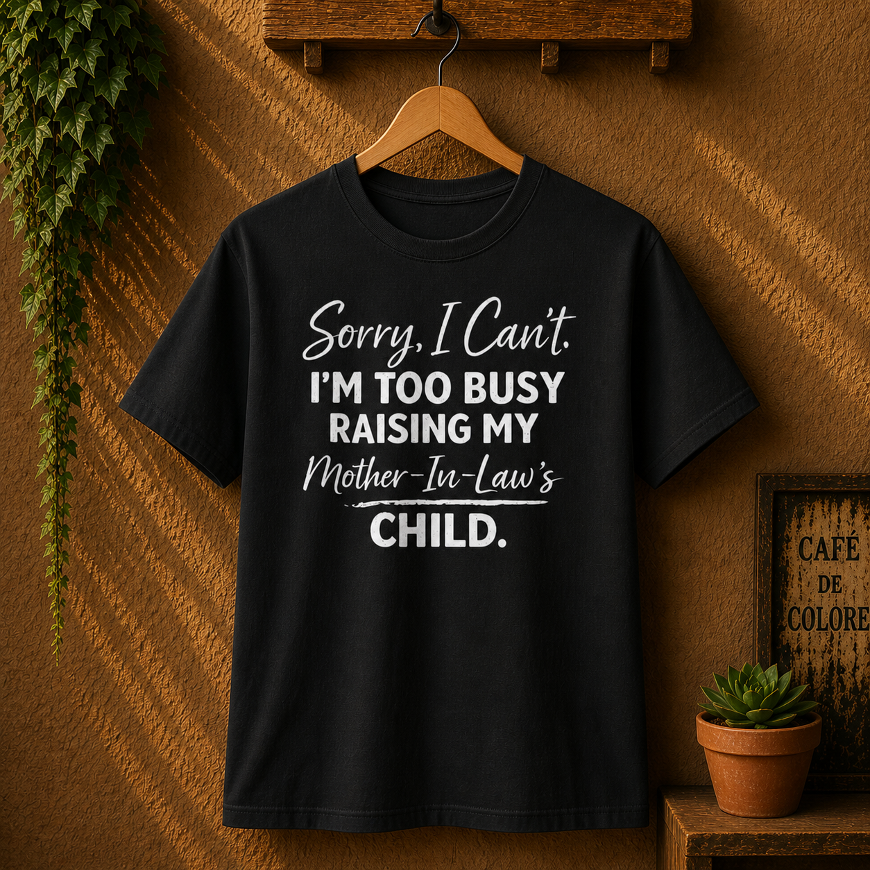 Sorry I Can't I'm Too Busy Raising My Mother-in-Law's Child T-Shirt