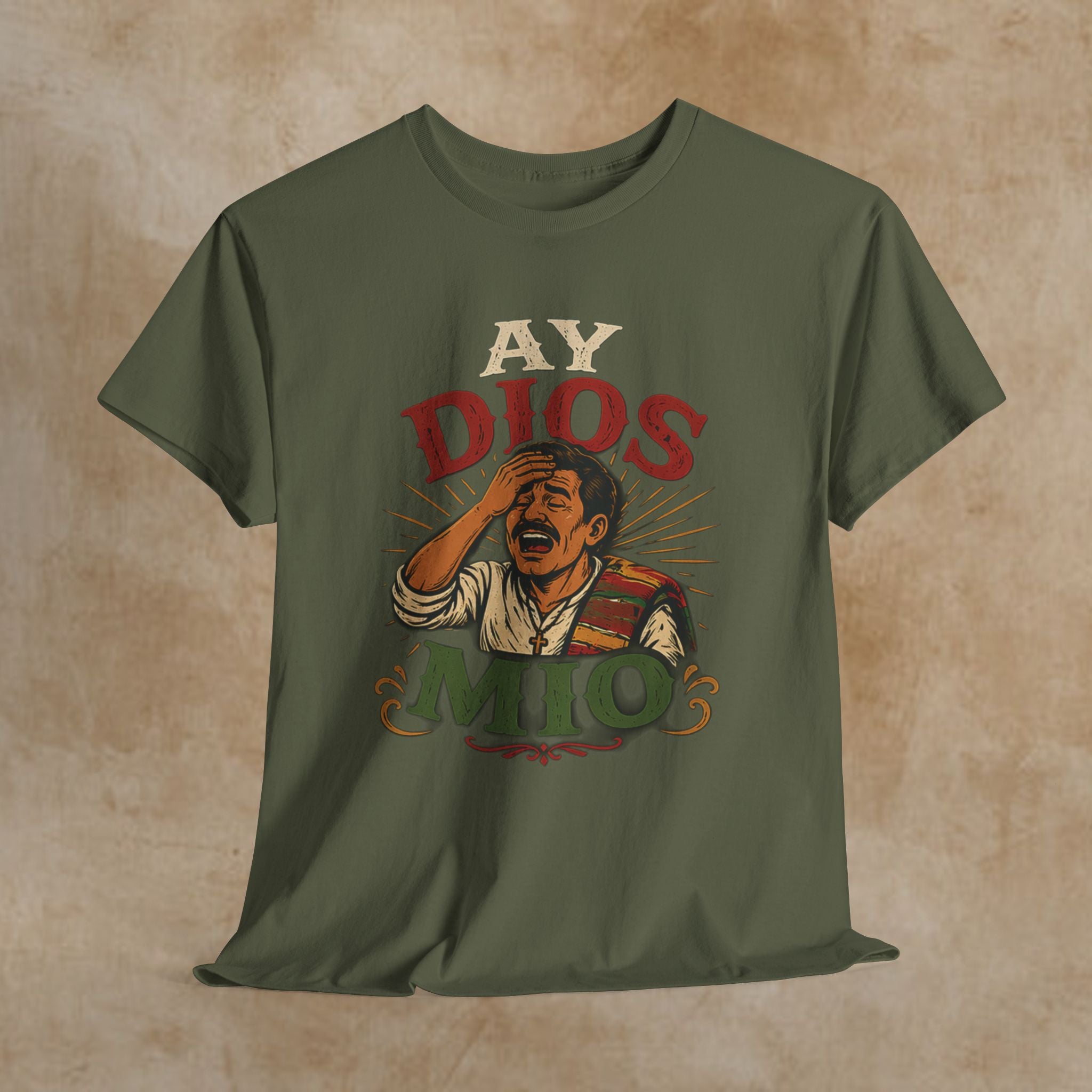 Ay Dios Mio Graphic Tee — Funny Retro Latino Meme T‑Shirt